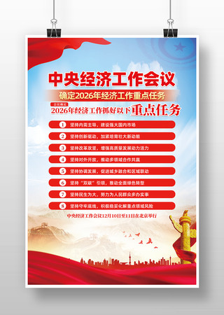2026年中央经济工作会议党建海报挂画 2026年中央经济工作会议党建海报挂画