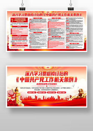 学习新修订后的中国共产党工作机关条例展板 学习新修订后的中国共产党工作机关条例展板