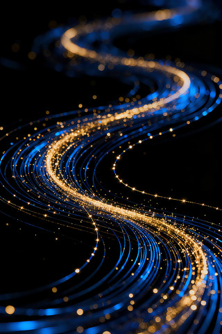 3D渲染深蓝色光效抽象曲线条流动背景素材 3D渲染深蓝色光效抽象曲线条流动背景素材