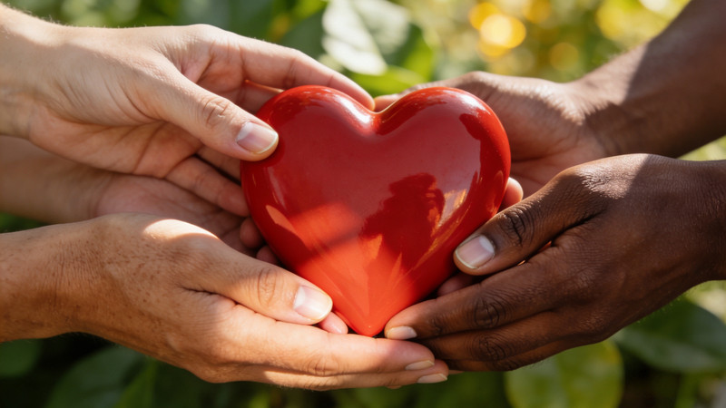 多人一起托举爱心主题的画面 多人一起托举爱心主题的画面