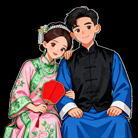 民国情侣古装甜蜜依偎 民国情侣古装甜蜜依偎