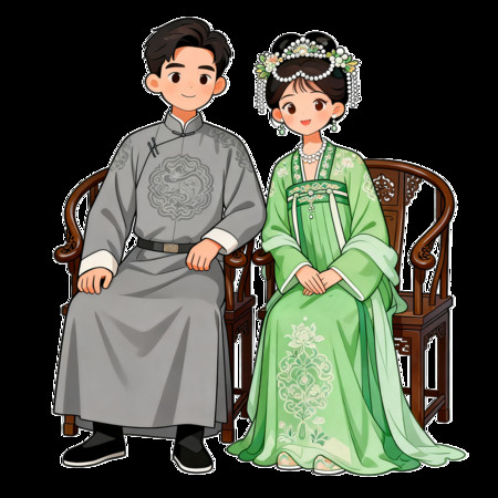 民国中式婚服男女形象 民国中式婚服男女形象