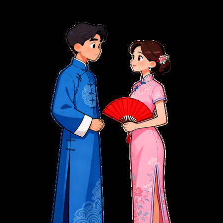 中式情侣传统服饰浪漫互动 中式情侣传统服饰浪漫互动