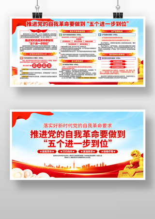 党的自我革命五个进一步到位党建展板 党的自我革命五个进一步到位党建展板