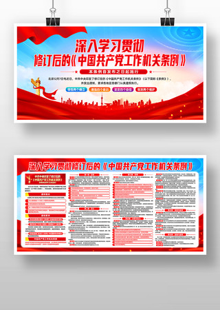 修订后的中国共产党工作机关条例党建展板 修订后的中国共产党工作机关条例党建展板