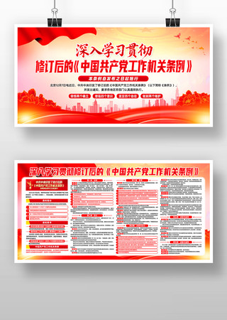 学习贯彻新修订中国共产党工作机关条例展板 学习贯彻新修订中国共产党工作机关条例展板