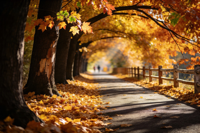 枫林与路上的落叶 枫林与路上的落叶