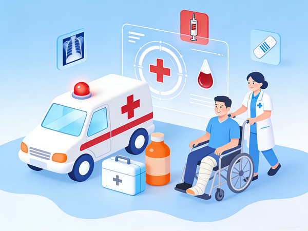 医护急救主题的卡通风格插画 医护急救主题的卡通风格插画