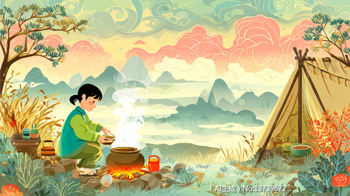 �ֻ������Ů���ڻ���¶Ӫ�󷹱�ƽ�廭