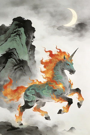 �й���ͳˮī�����޲廭 PNG