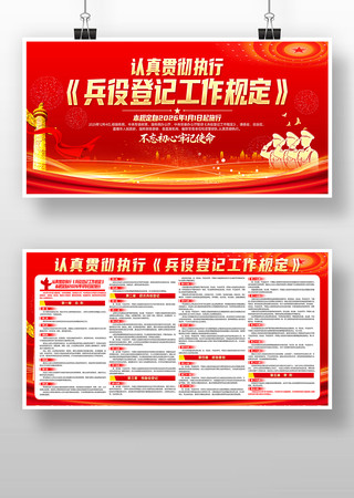 贯彻执行2026年兵役登记工作规定展板 贯彻执行2026年兵役登记工作规定展板