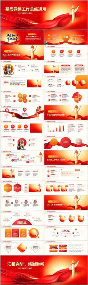 ��ɫ���㵳�������ܽ�㱨�ƻ�ͨ��ppt