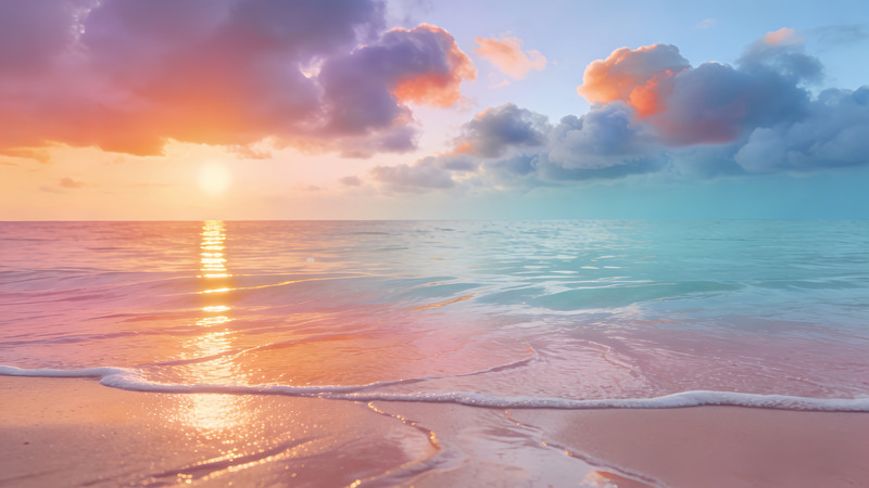 彩霞中的海滩 彩霞中的海滩