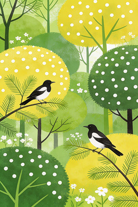 ï��������ɫ����ϲȵС��ɭ����Ҷ�廭�ز�