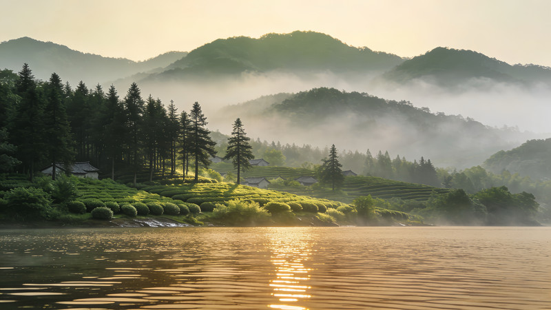 山茶园与湖泊 山茶园与湖泊