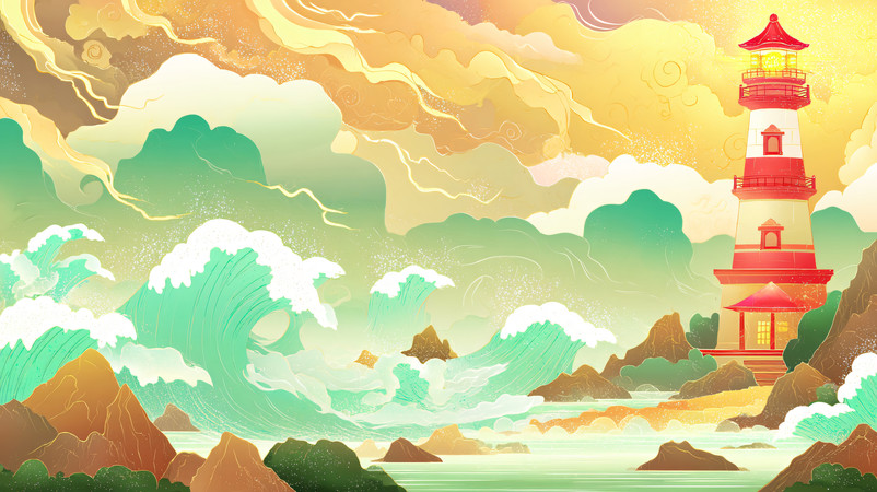 �ֻ�����纣�ߺ��˳��ϵ����羰�廭