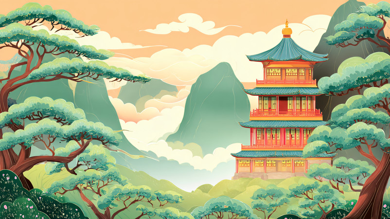 �ֻ������ɽ����ӭ�����Ե�ͤ�ӷ羰�廭