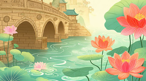 �ֻ������ʯ���µĺɻ��ط羰�廭