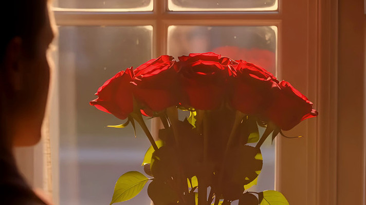 窗台上的红玫瑰 窗台上的红玫瑰