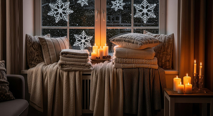 冬日窗边温馨烛光 冬日窗边温馨烛光