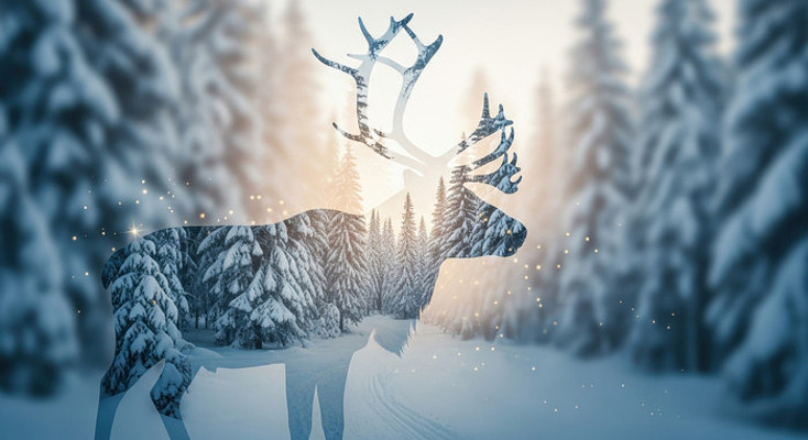 冬日森林的麋鹿幻影 冬日森林的麋鹿幻影