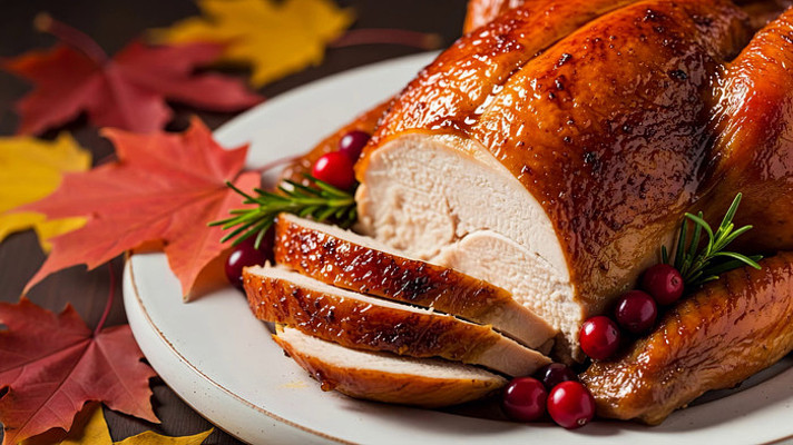 感恩节烤火鸡美食特写 感恩节烤火鸡美食特写