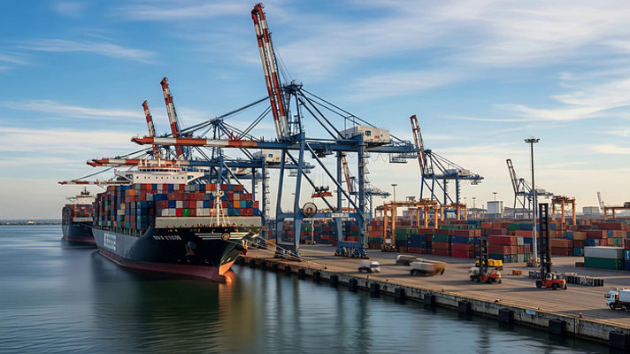 港口集装箱货轮装卸场景 港口集装箱货轮装卸场景