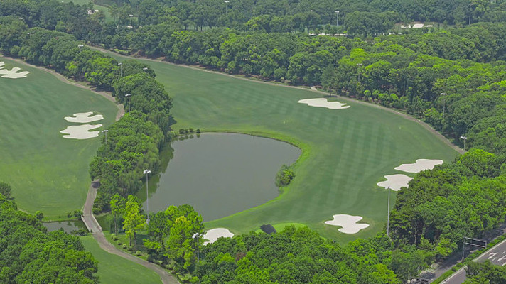 杭州下沙九桥高尔夫球场航拍 杭州下沙九桥高尔夫球场航拍