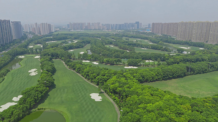 杭州下沙九桥高尔夫球场航拍 杭州下沙九桥高尔夫球场航拍