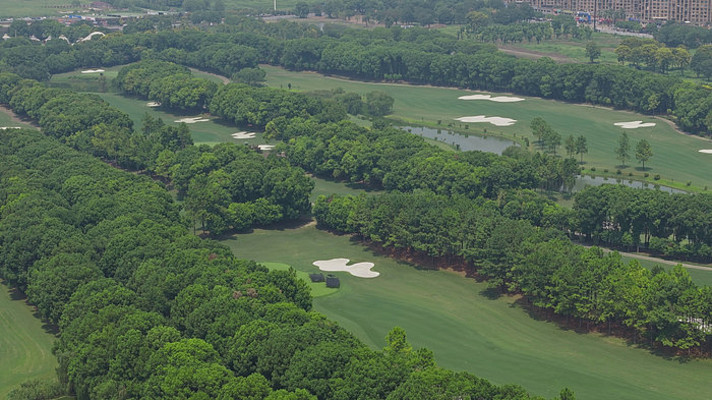 杭州下沙九桥高尔夫球场航拍 杭州下沙九桥高尔夫球场航拍