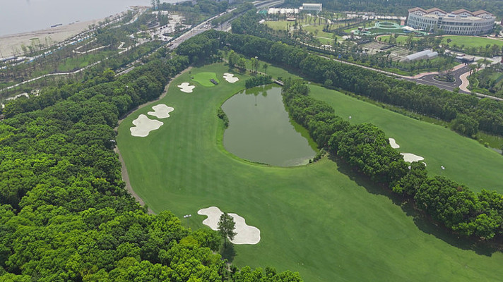 杭州下沙九桥高尔夫球场航拍 杭州下沙九桥高尔夫球场航拍