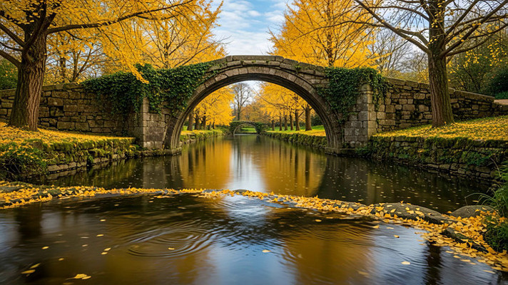 金秋石拱小桥流水 金秋石拱小桥流水
