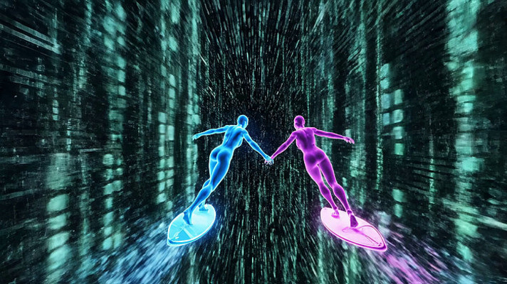 科技风人物穿梭隧道素材 科技风人物穿梭隧道素材