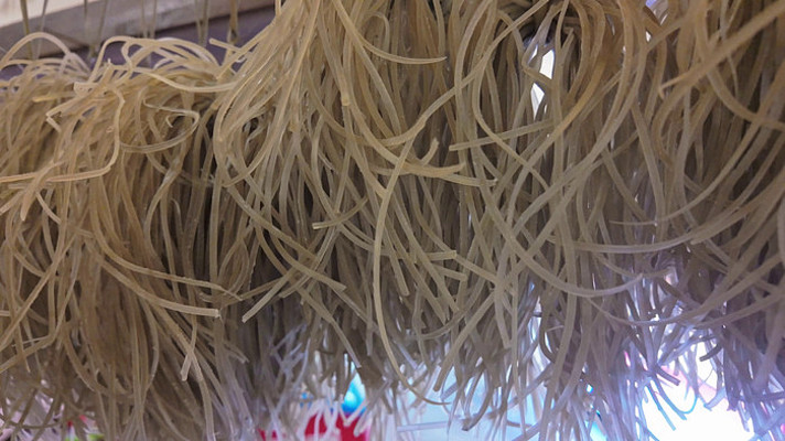 晾晒中的红薯粉丝 晾晒中的红薯粉丝