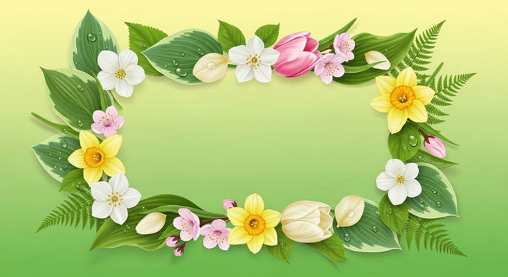 绿叶鲜花装饰框架 绿叶鲜花装饰框架