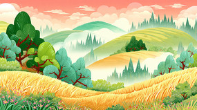 ɽ���л�ɫ������Ұ�����羰�ֻ�廭