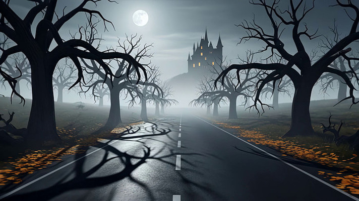 万圣节恐怖城堡夜景 万圣节恐怖城堡夜景