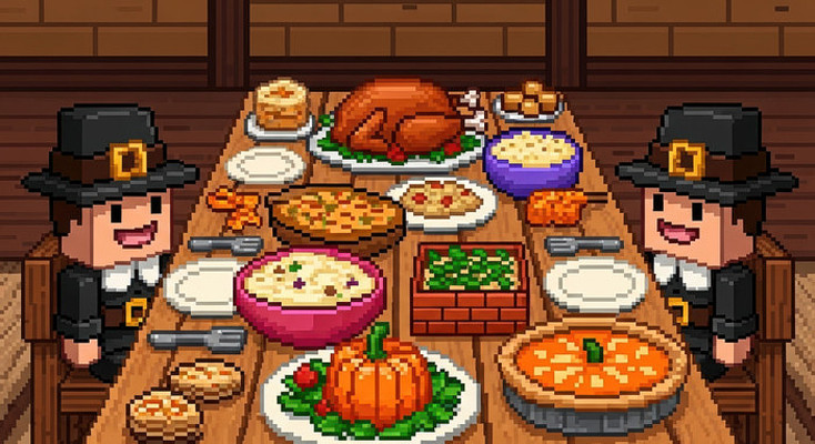 像素风格感恩节大餐 像素风格感恩节大餐