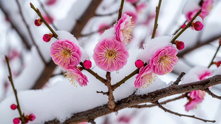 ѩ��ʢ���ķ�ɫ÷��