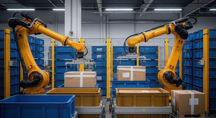 智能工厂机械臂分拣货物 智能工厂机械臂分拣货物