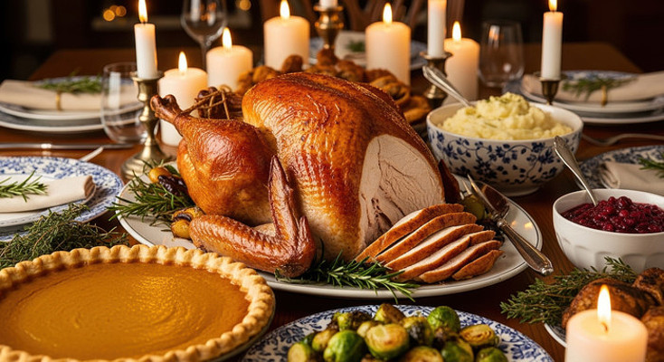 烛光下的美味烤火鸡 烛光下的美味烤火鸡