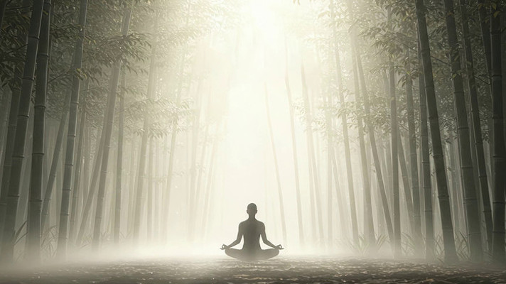 竹林打坐冥想场景 竹林打坐冥想场景