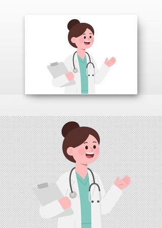微笑女医生持病历夹插画 微笑女医生持病历夹插画