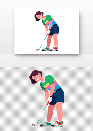 女性打高尔夫的插画 女性打高尔夫的插画