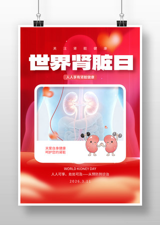 世界肾脏日健康宣传海报 世界肾脏日健康宣传海报