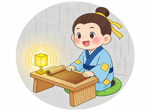 古装少年读书主题的插画 古装少年读书主题的插画