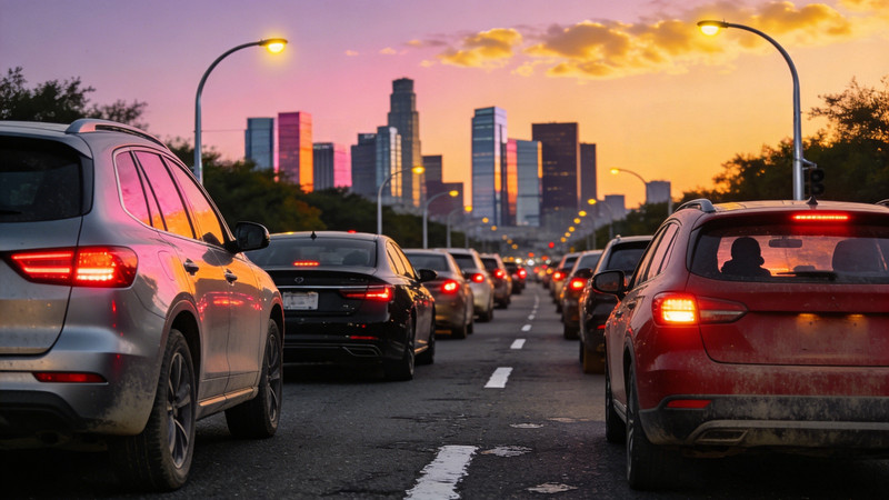 城市晚高峰时的拥堵路况 城市晚高峰时的拥堵路况