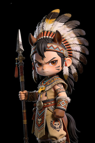 马战士印第安风格卡通小战士 马战士印第安风格卡通小战士