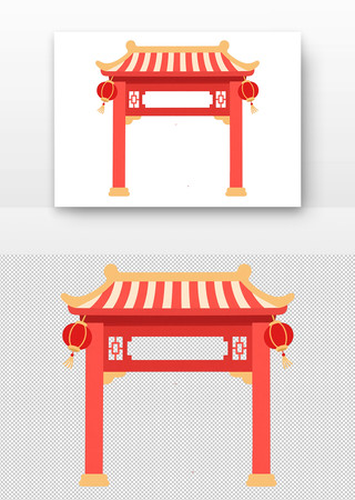 中式牌坊拱门插画 中式牌坊拱门插画