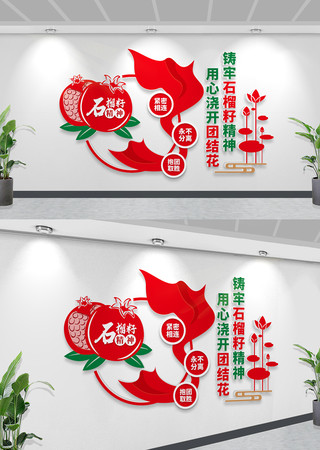 红色石榴籽精神民族团结文化墙设计 红色石榴籽精神民族团结文化墙设计